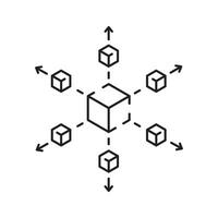 Blockchain and Bitcoin technology line icon set. Vector cryptocurrency icons element. Containing blockchain, distribution, and decentralized finance.