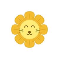 Lion and Sun Flower Combination Flat Design vector