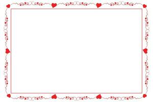 Heart Swirl Romantic Love ornaments isolated border layout, red hearts ornate award frame border, Valentines Day Card Border Square frame design, decorative heart rectangle frame vector element