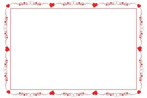 Heart Swirl Romantic Love ornaments isolated border layout, red hearts ornate award frame border, Valentines Day Card Border Square frame design, decorative heart rectangle frame vector element