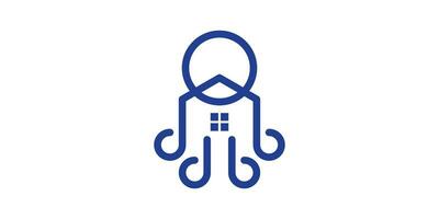 logo design combination of octopus shape with house, minimalist line, icon, vector, symbol. vector