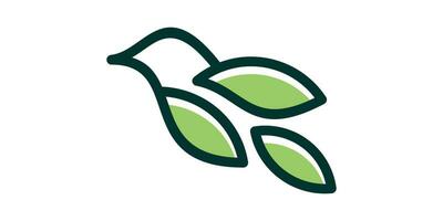 logo design combination of bird shape with leaves, minimalist icon, vector, symbol. vector