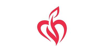 logo design combination of love shape with fire, icon, vector, symbol. vector