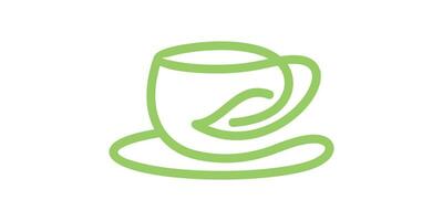 logo diseño combinación de taza forma con té hojas, minimalista icono, vector, símbolo. vector