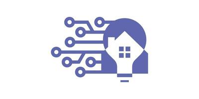 logo design combination of house shape with light bulb, technology style, icon, vector, symbol. vector