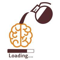 Simple design coffee lovers brain drinking coffee for ideas vector