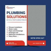 Plumbing service social media post design template vector