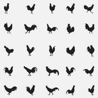 Roosters Silhouettes Set vector