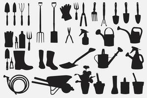 Gardening Tools Silhouette vector