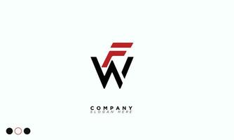 wf alfabeto letras iniciales monograma logo fw, w y f vector