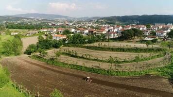 Tractor Working in the Agriculture Field Aerial View video