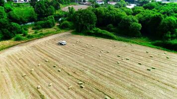 Tractor Working in the Agriculture Field Aerial View video