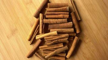 Cinnamon Sticks Rotate As a Background Cinnamon Closeup Spices with Cinnamon video