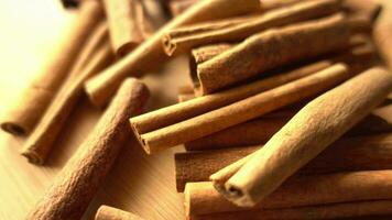 Cinnamon Sticks Rotate As a Background Cinnamon Closeup Spices with Cinnamon video