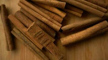 Cinnamon Sticks Rotate As a Background Cinnamon Closeup Spices with Cinnamon video