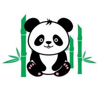 linda panda en bambú vector