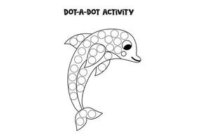Dot a dot game for preschool kids. Cute cartoon dolphin. vector