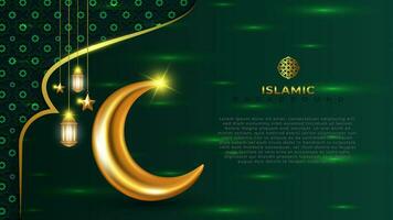 Islamic background with moon stars and lights elements vector