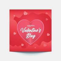 contento san valentin día bandera y antecedentes pequeño adecuado Rosa rojo corazón con romántico enamorado decoraciones haz vector