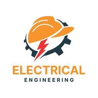 eléctrico Ingenieria logo diseño creativo moderno concepto con construcción y la seguridad gorra vector modelo