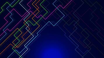 Abstract colorful geometric lines on dark blue background. Modern technology and electronic board concept design. Vector illustration.