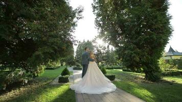 Wedding couple. Lovely groom and bride. Happy family. Man and woman in love video