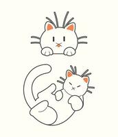 Cute cat vector icon art. simple cartoon doodle cat icon arts