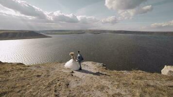 Wedding couple. Lovely groom and bride. Happy family. Man and woman in love video