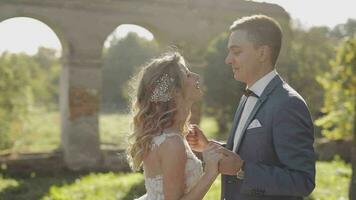 Wedding couple. Lovely groom and bride. Happy family. Man and woman in love video