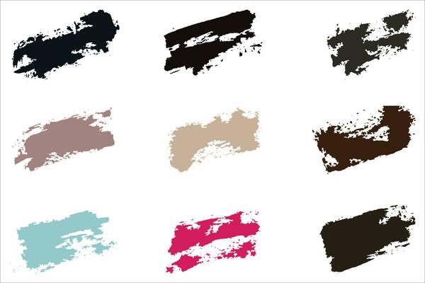 Colorful brush strokes, dirty brush effect, grungy brush stroke set