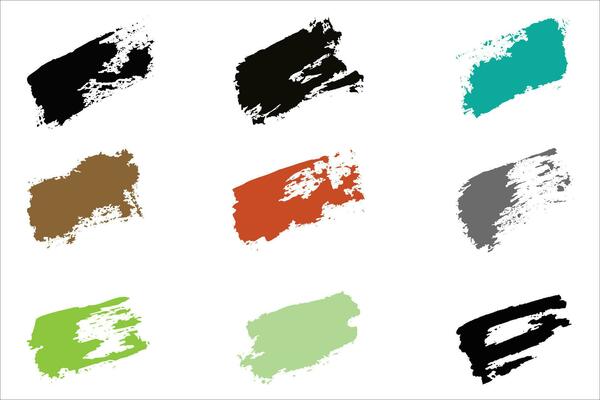 Colorful brush strokes, dirty brush effect, grungy brush stroke set