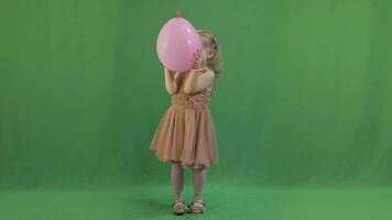 Happy three years old girl. Cute child. Dancing and make faces. Chroma Key video