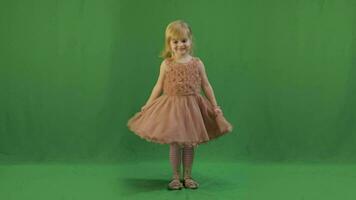 Happy three years old girl. Cute child. Dancing and make faces. Chroma Key video