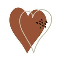 corazón boho estilo festivo minimalista diseño amor elemento en natural colores para San Valentín día, cumpleaños, vacaciones. mano dibujado vector plano ilustración para papel, póster, tarjeta, logo, plantilla, impresión