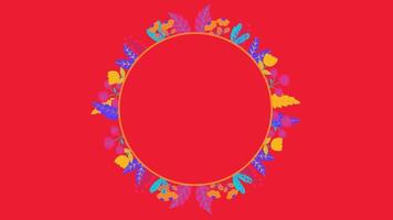 2d floral frame decoration in red video