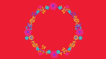 2d floral frame decoration in red video