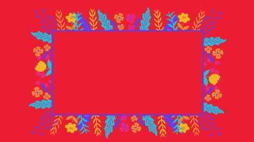 2d floral frame decoration in red video