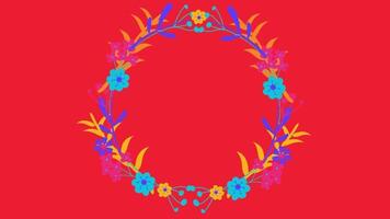 2d floral frame decoration in red video
