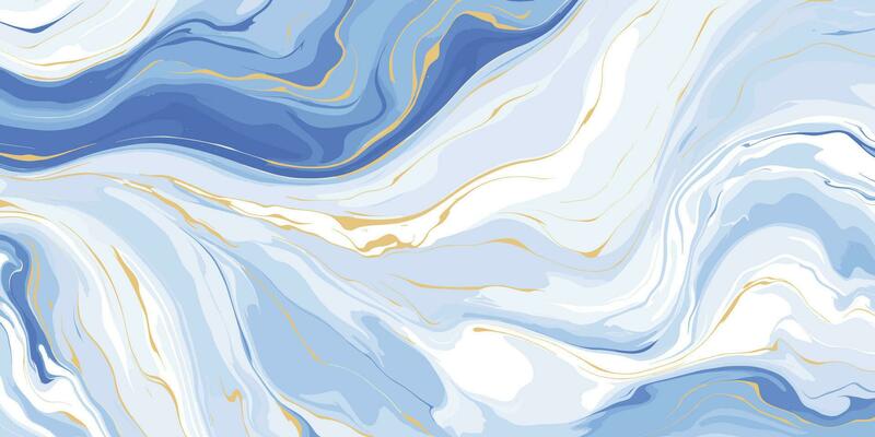 Blue watercolor marble with gold glitter texture background