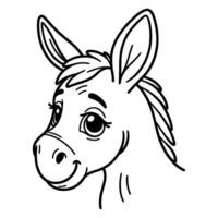 Simple one line drawing of donkey vector