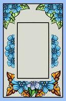 frame the border with an arrangement of leaves and flowers. Vector design