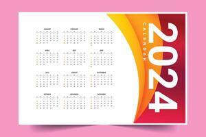 abstract happy new year monthly 2024 calendar template design vector