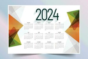 geométrico estilo 2024 nuevo año calendario modelo un imprimible diseño vector