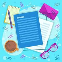 document files and letters and notebooks and other office equipment vector