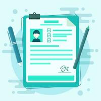 cv and resume document with pen and pencil icon vector