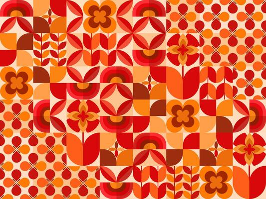 geometric shapes with leaves and fruit icons for background