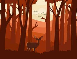 natural view of the forest in autumn vector