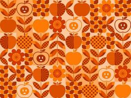 geometric shapes with apples and flowers for background vector