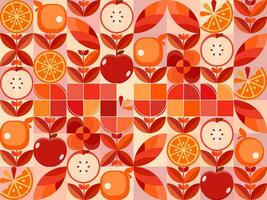 geometric shapes with apples and oranges for background in autumn vector