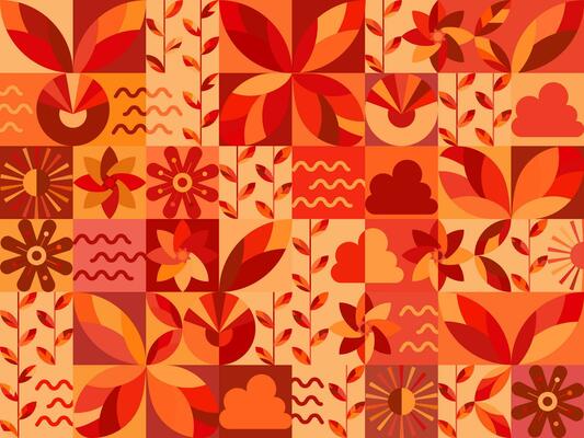 geometric shapes with beautiful leaves and plants for background